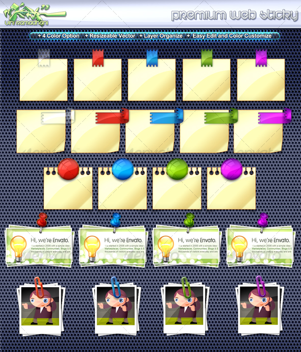 Web Sticky Notes - Objects Illustrations