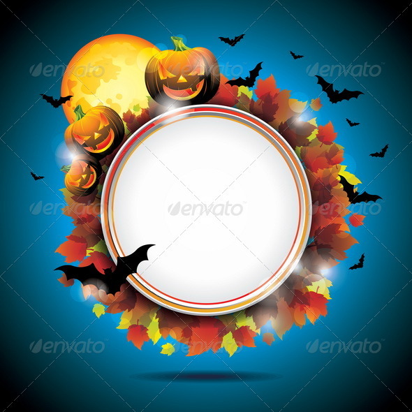 Vector Halloween Party Background with Pumpkins. - Halloween Seasons/Holidays