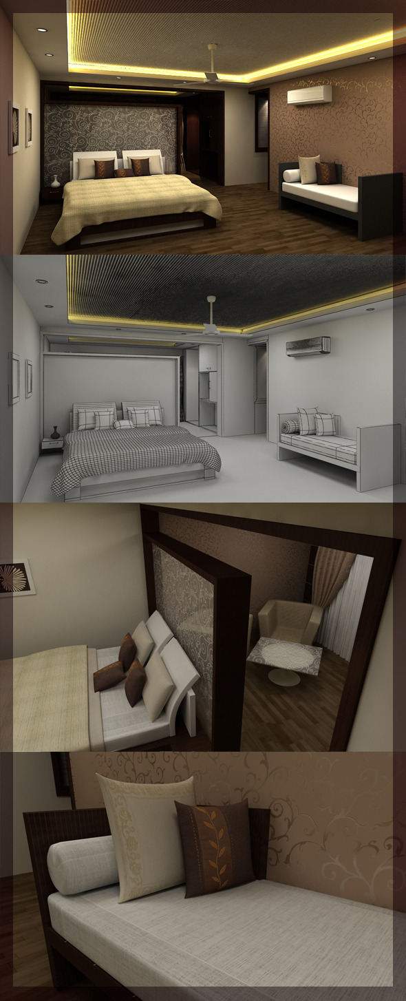 Bed Room 3d interior design 8080 107 - 3DOcean Item for Sale