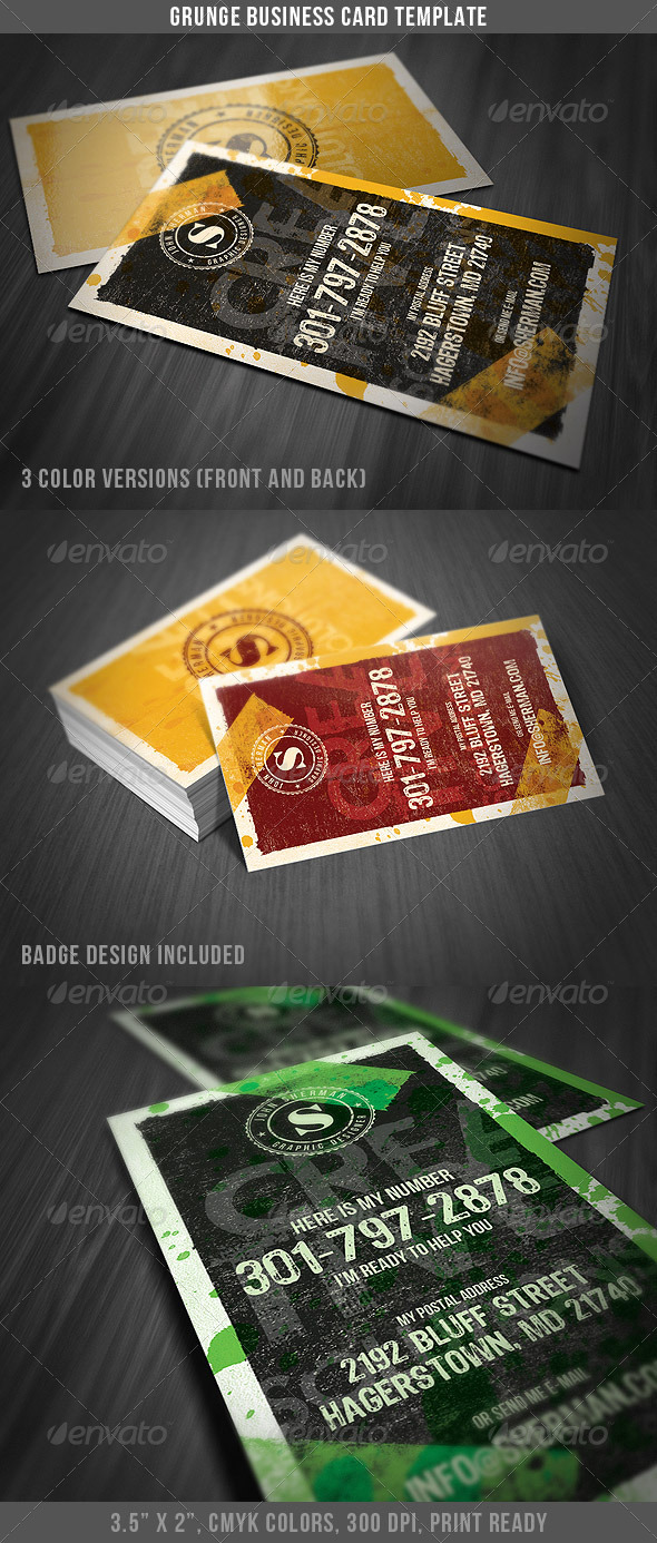 Grunge Business Card Template - Grunge Business Cards