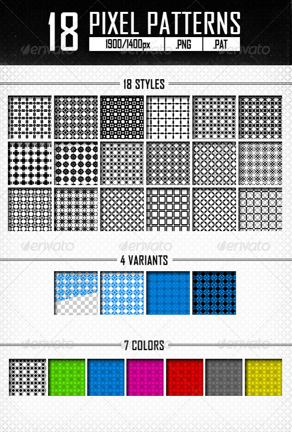 18 Pixel Patterns - Abstract Textures / Fills / Patterns