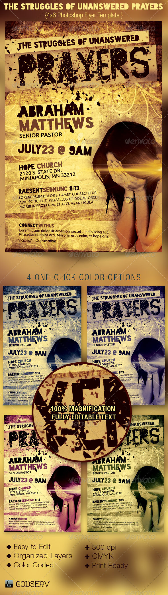 The Struggles of Unanswered Prayers Flyer Template - Church Flyers