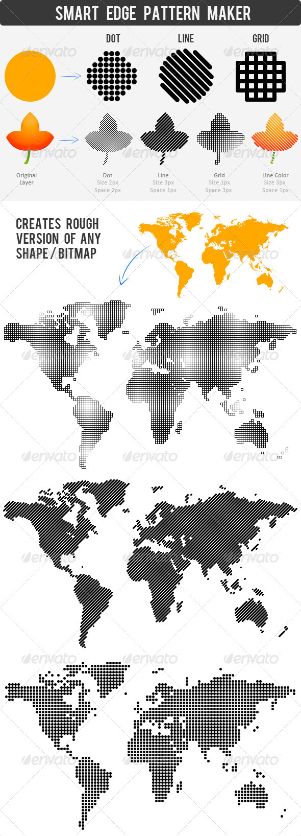 Smart Pattern - Clean Edge Dot, Line, Grid Action - Styles Photoshop
