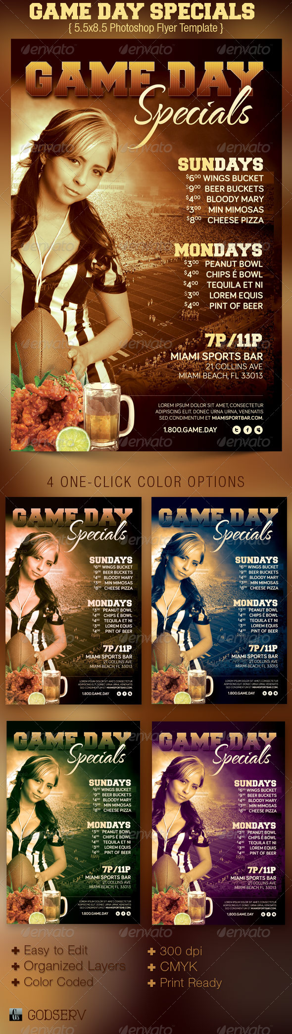 Game Day Specials Flyer Template - Sports Events