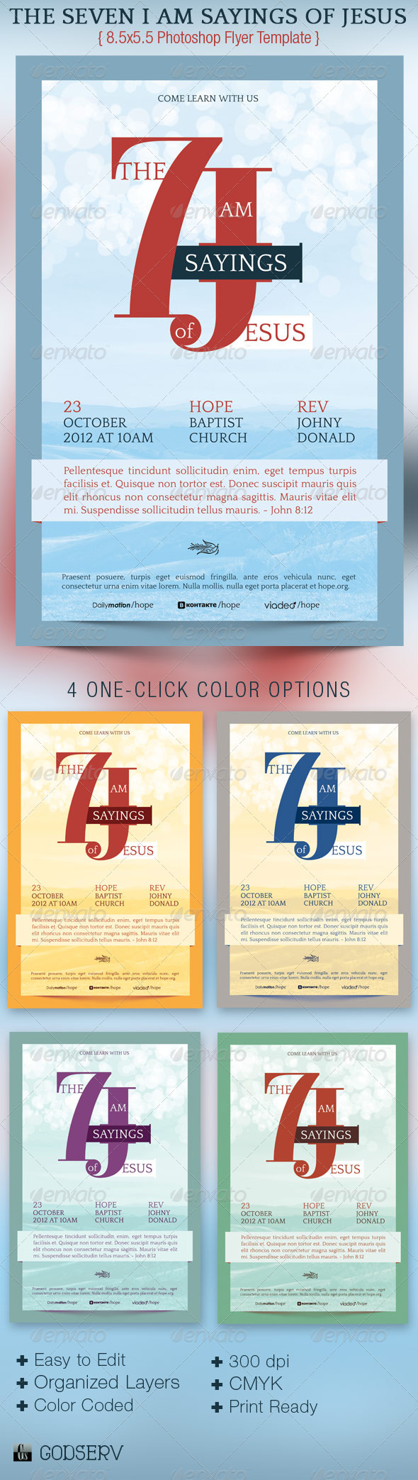 The Seven I Am Sayings of Jesus Flyer Template - Church Flyers