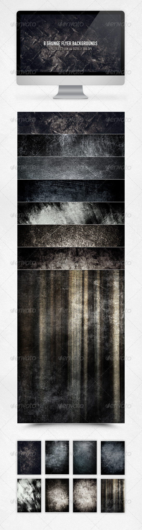 8 Hi-Res Grunge Flyer Backgrounds - Miscellaneous Textures