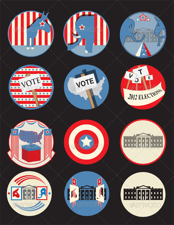 Retro Presidential Election Badges - Man-made objects Objects