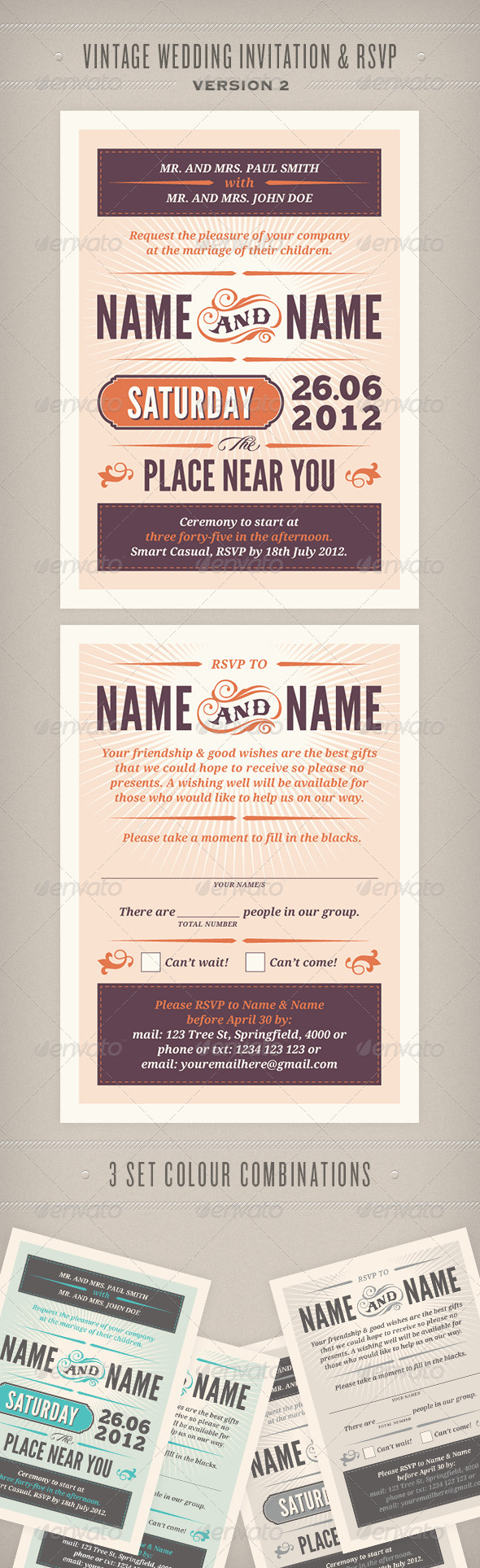 GraphicRiver Vintage Wedding Invitation & RSVP Version 2 2993505 GraphicRiver Vintage Wedding Invitation & RSVP Version 2 2993505