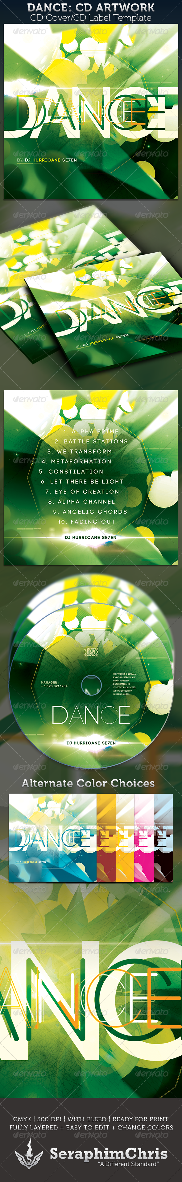 Dance: CD Cover Artwork Template - CD & DVD artwork Print Templates