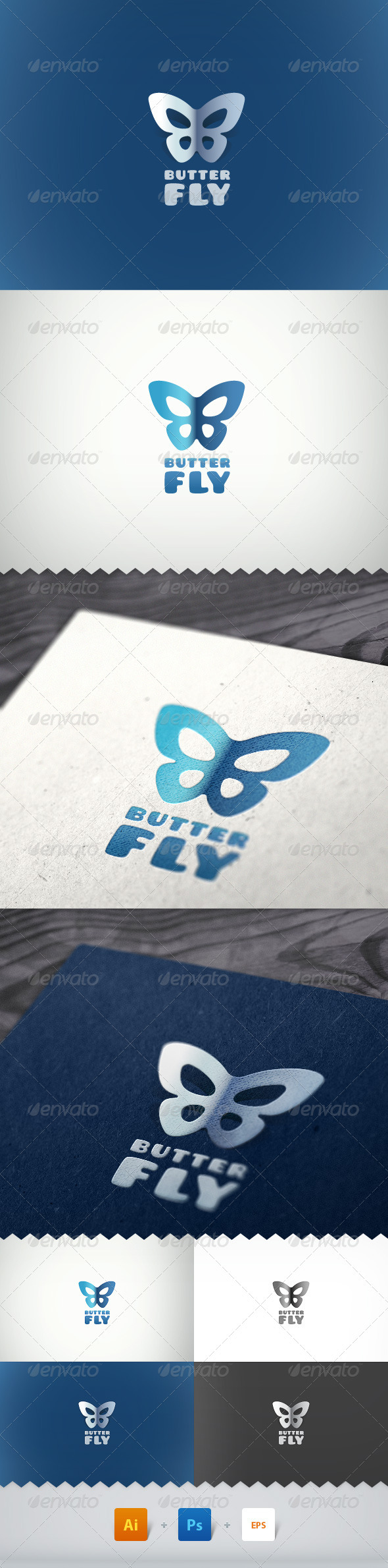 Butterfly Simple Logo - Letters Logo Templates