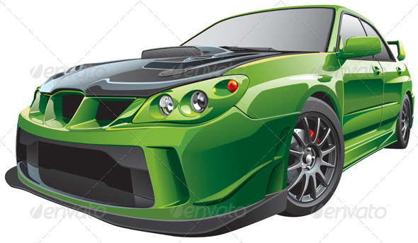 Green custom car - Objects Vectors