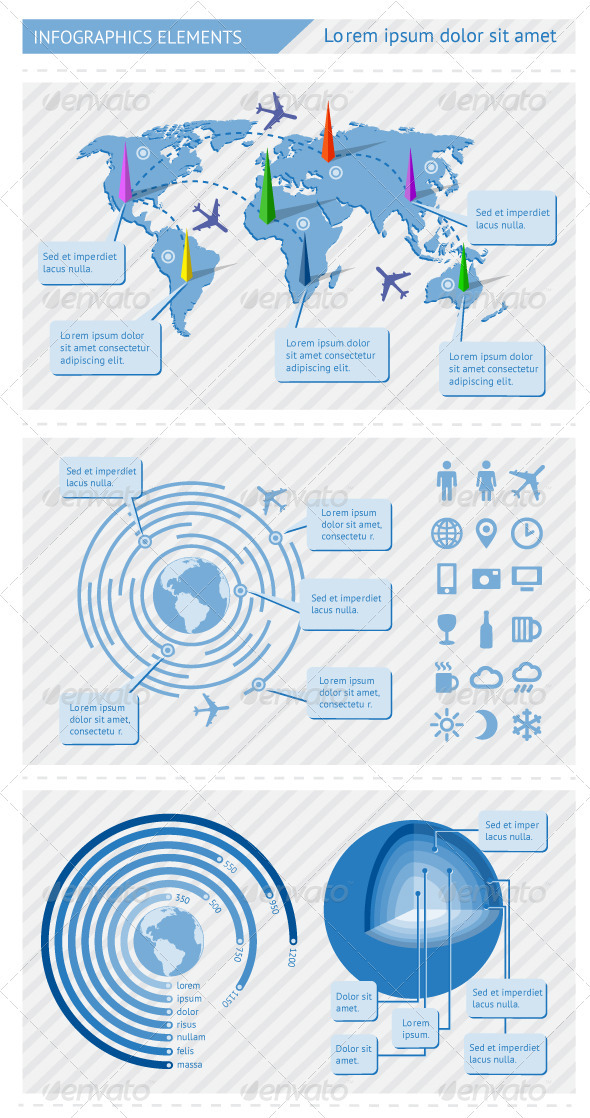 Infographics elements with world map - Infographics