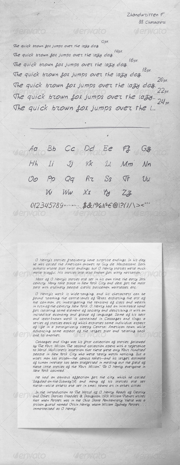 Zhandwritten_F - Hand-writing Script
