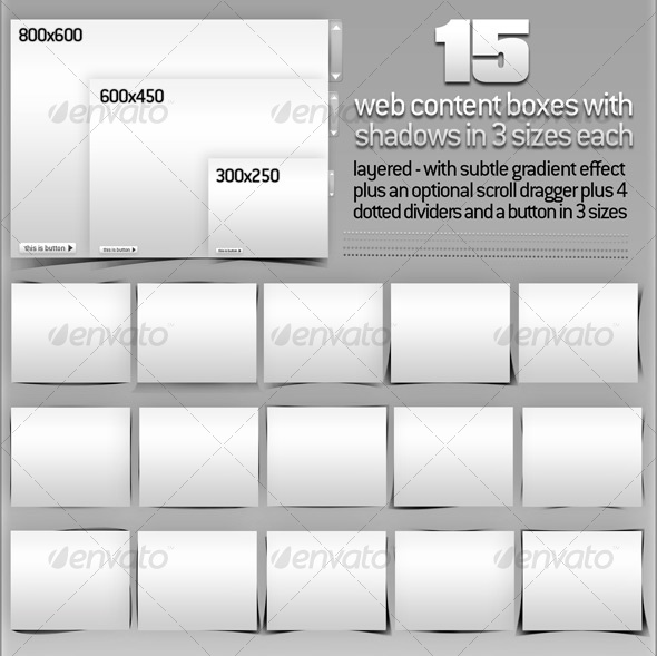 15 Web Content Boxes with Layered Shadows + Extras - Miscellaneous Web Elements