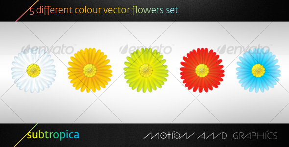 GraphicRiver 5 Vector Flowers Set 109717 GraphicRiver 5 Vector Flowers Set 109717