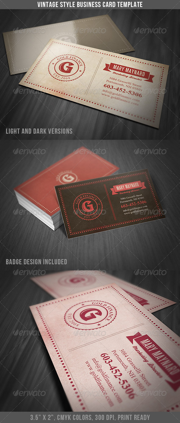 Vintage Style Business Card Template - Retro/Vintage Business Cards