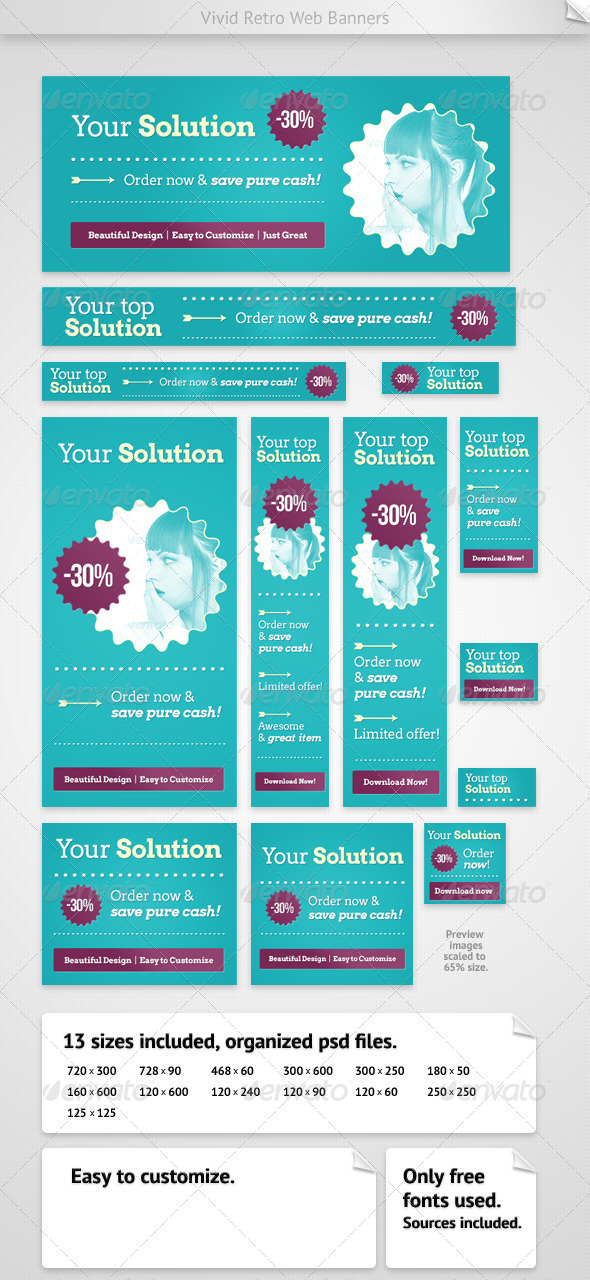 Vivid Retro Banners - Banners & Ads Web Elements