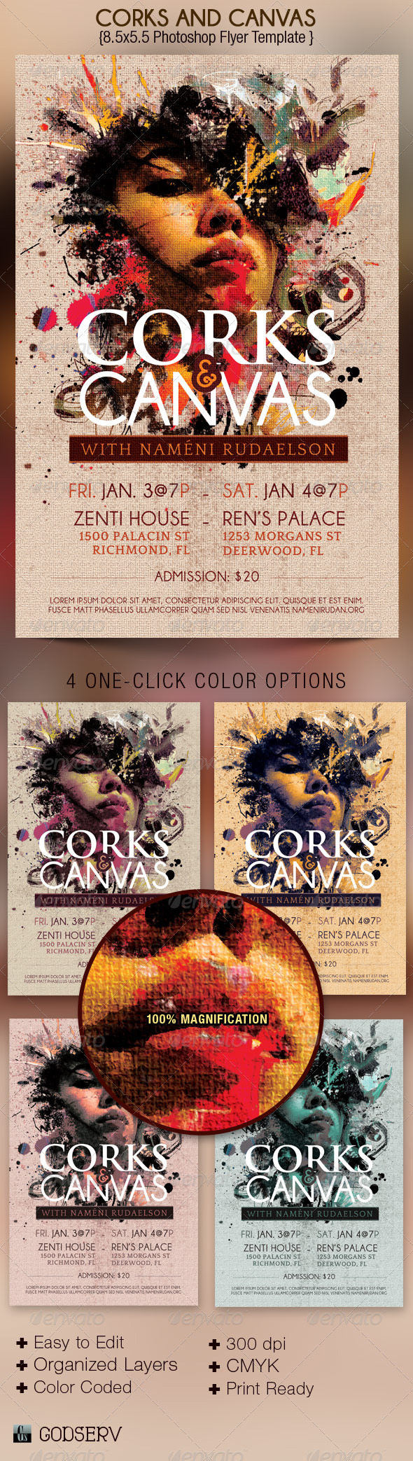 Corks and Canvas Art Event Flyer Template - Events Flyers