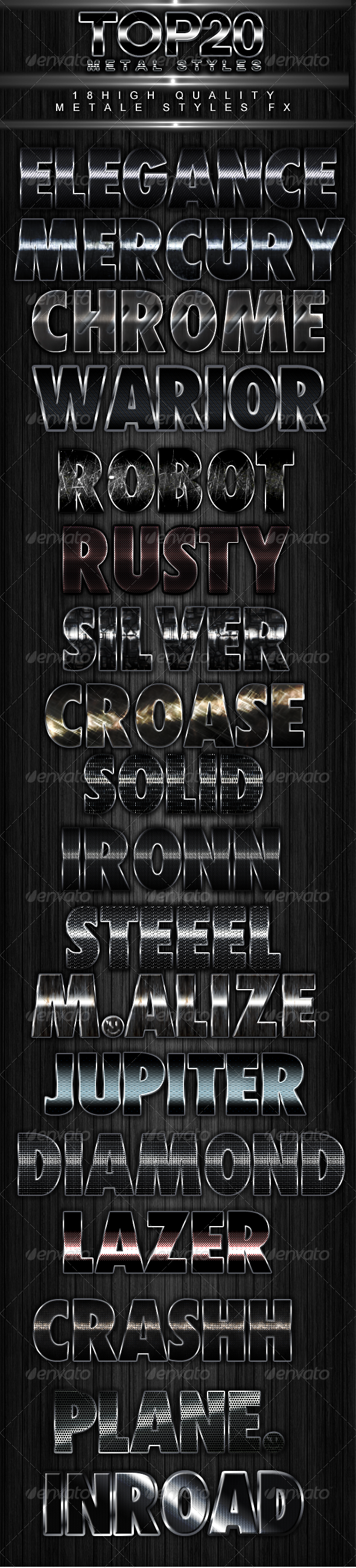 Top 18 metal styles - Photoshop Add-ons