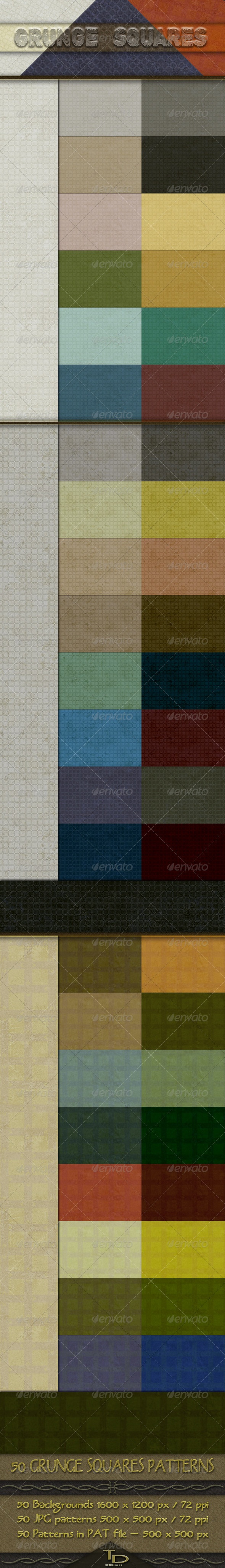50 Grunge Squares Background Patterns - Urban Textures / Fills / Patterns