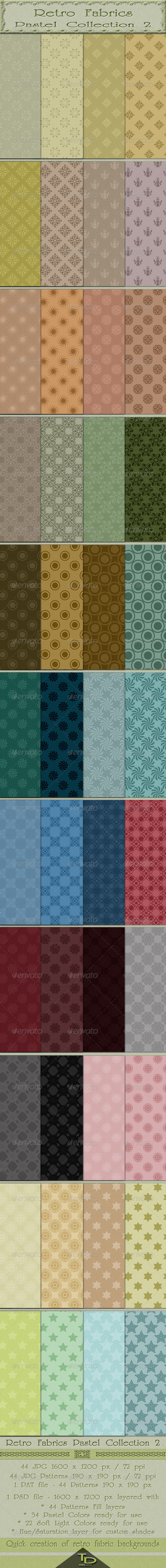 Retro Fabric Pastel Collection 2 - Patterns Backgrounds