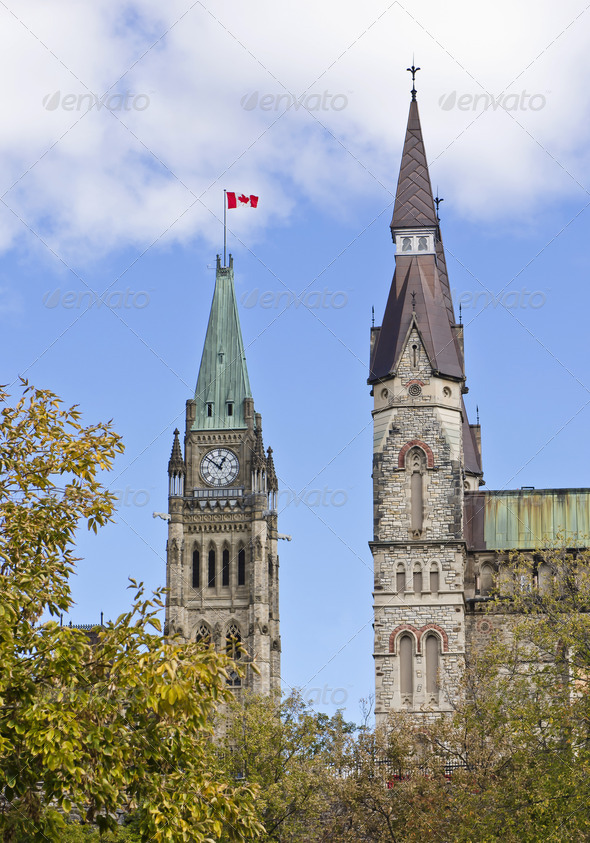 Centre and West Block Towers - Stock Photo - Images