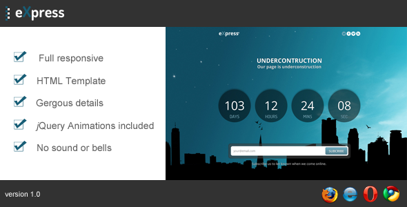 eXpress - Responsive Coming Soon Template - Under Construction Specialty Pages