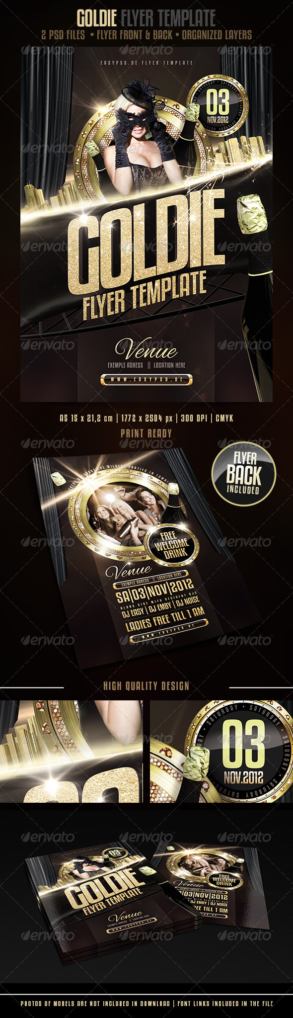 GOLDIE Flyer Template - Clubs & Parties Events