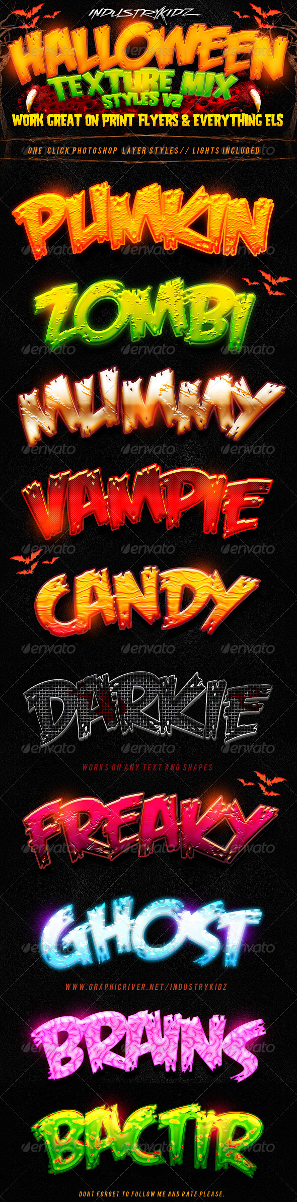 Halloween Photoshop Layer Styles V2 - Text Effects Styles