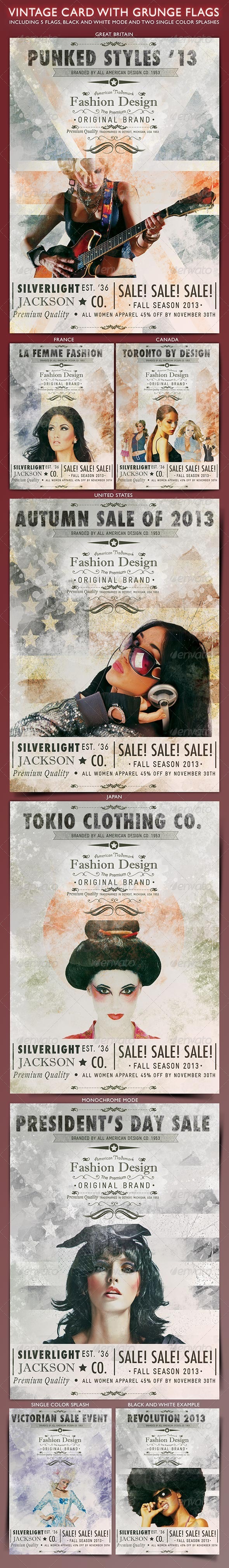Marketing Card with vintage American text - Events Flyers