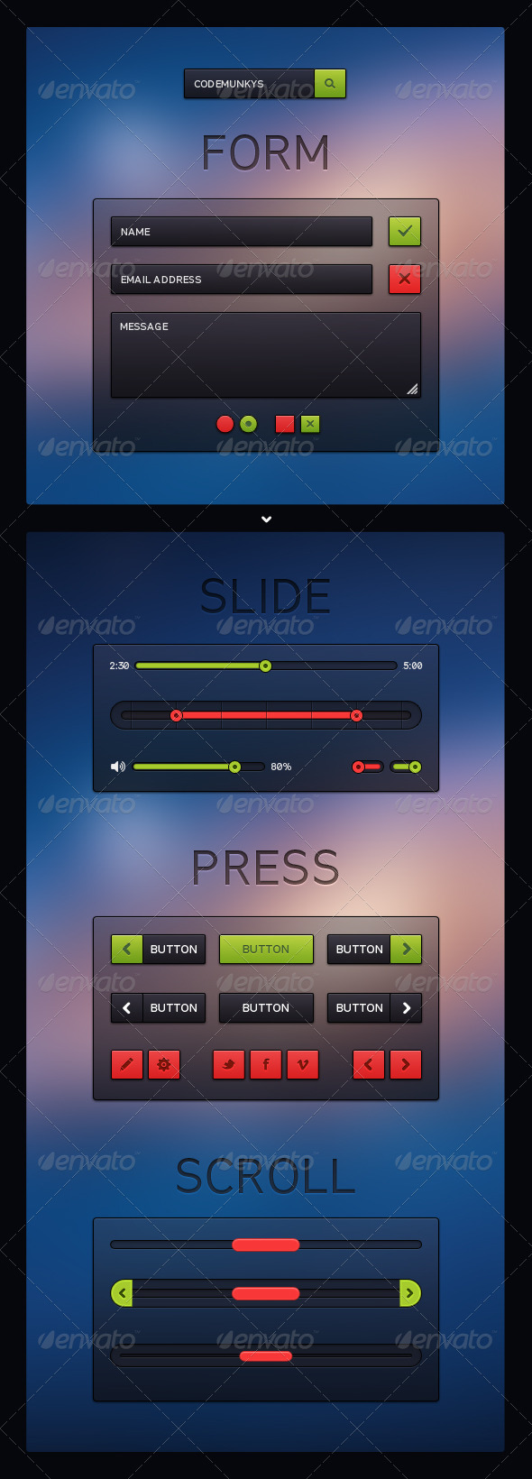 Transparent Space UI Kit - User Interfaces Web Elements