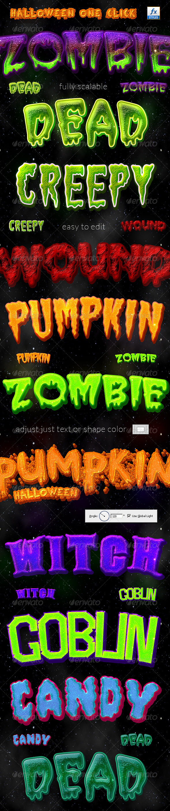 Halloween One Click Layer Styles - Text Effects Styles