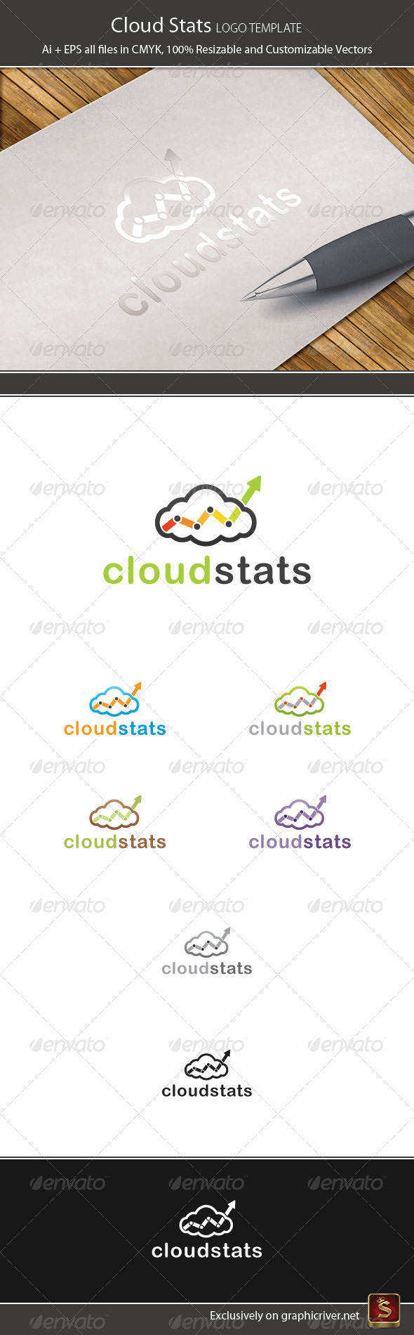Cloud Stats Logo Template - Symbols Logo Templates