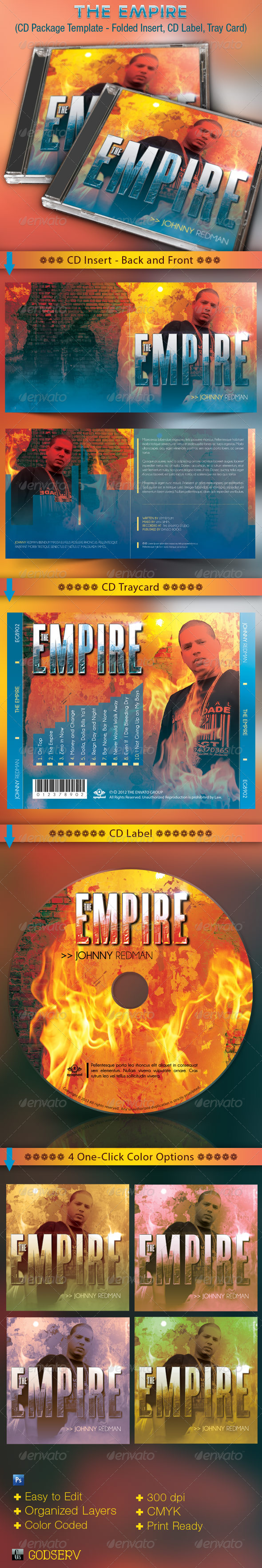 The Empire CD Cover Artwork Template - CD & DVD artwork Print Templates