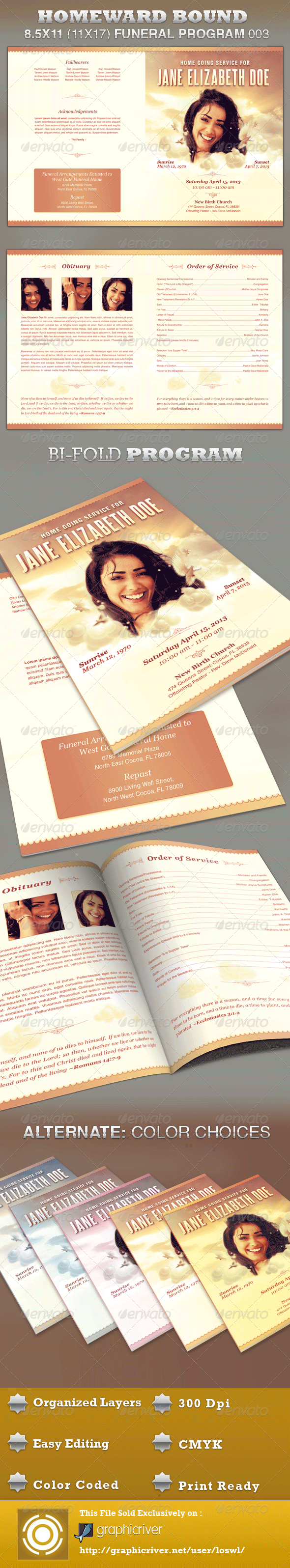 Homeward Bound Funeral Program Template 003 - Informational Brochures
