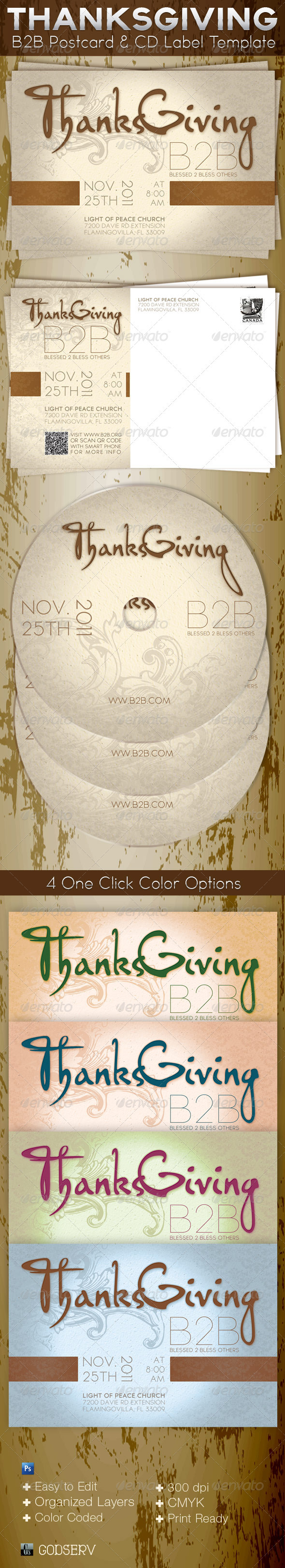 GraphicRiver Thanksgiving B2B Postcard and CD Label Template 840603 GraphicRiver Thanksgiving B2B Postcard and CD Label Template 840603
