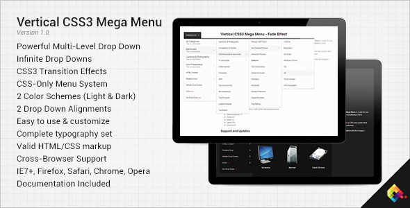 Vertical CSS3 Mega Menu - CodeCanyon Item for Sale