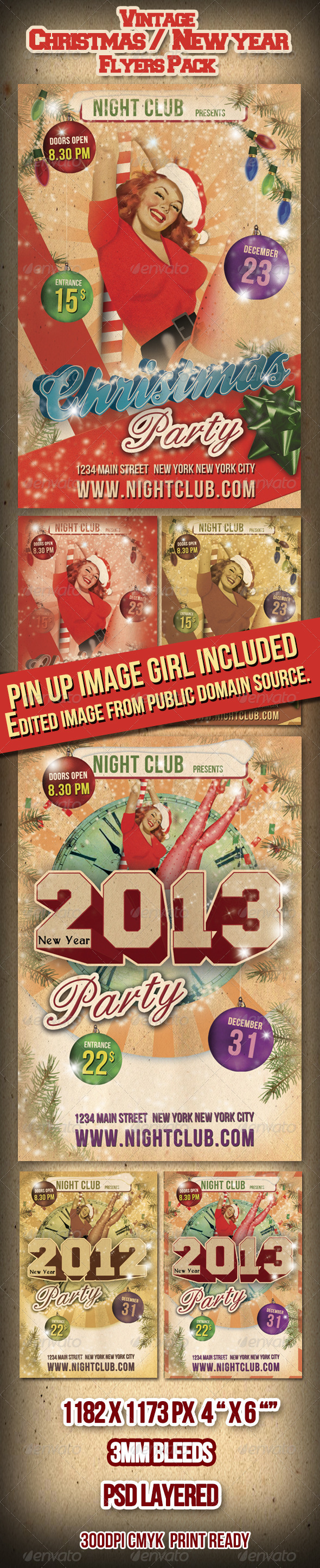 GraphicRiver Vintage Christmas 2012 New Year Flyers Pack 930266 GraphicRiver Vintage Christmas 2012 New Year Flyers Pack 930266