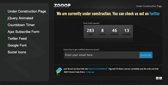 ThemeForest Zooop Under Construction Page 1572249 ThemeForest Zooop Under Construction Page 1572249