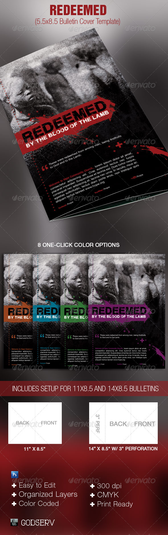 Redeemed Church Bulletin Cover Templates - Miscellaneous Print Templates