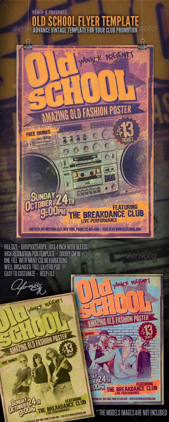 Old School Flyer Template - Clubs & Parties Events