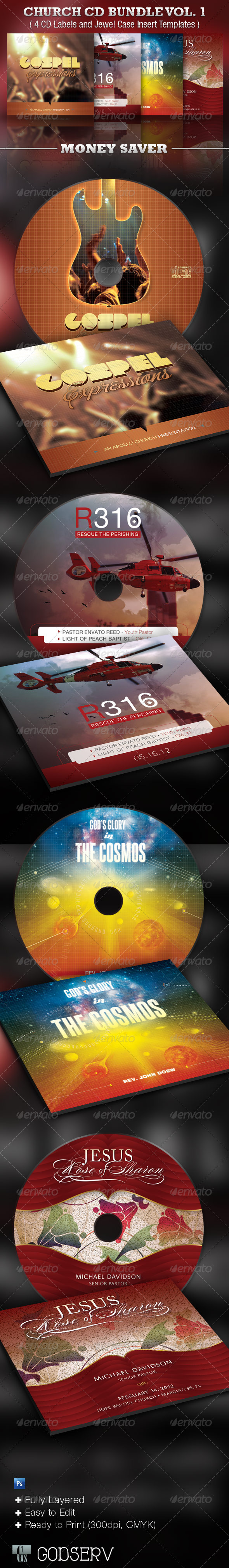 The Church CD Template Bundle Vol. 1 - CD & DVD artwork Print Templates