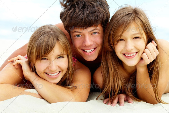 Tanning friends - Stock Photo - Images