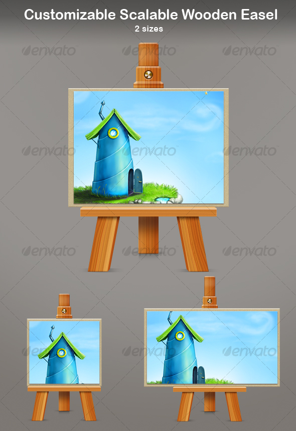 GraphicRiver Customizable Scalable Wooden Easel 114370 GraphicRiver Customizable Scalable Wooden Easel 114370