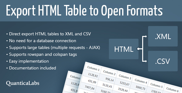 Export HTML Table to Open Formats - CodeCanyon Item for Sale