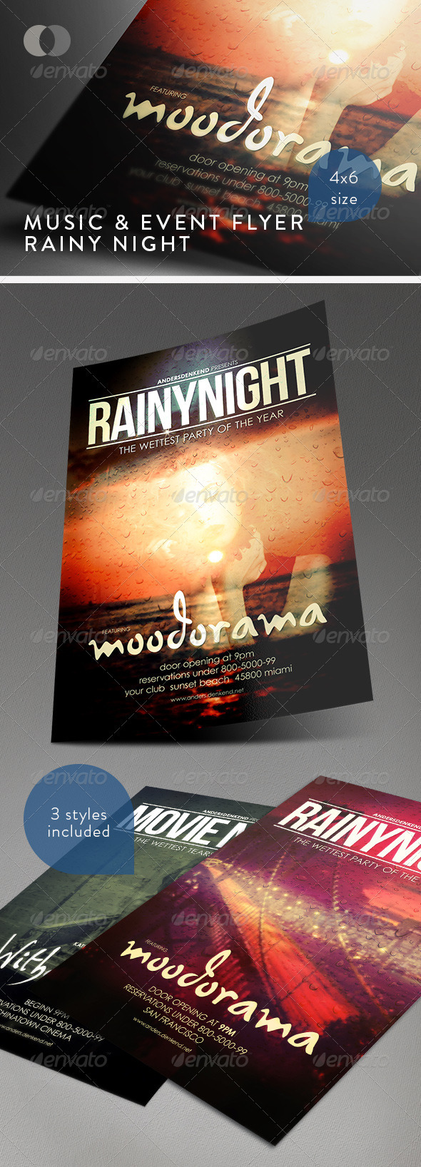 Music & Event Flyer - Rainy Night - Clubs & Parties Events