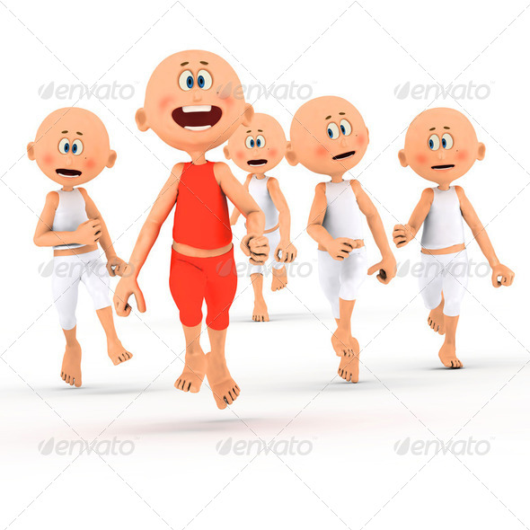 Toon guys running, competition concepts - Stock Photo - Images