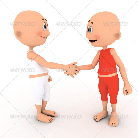 Little toons handshake - Stock Photo - Images