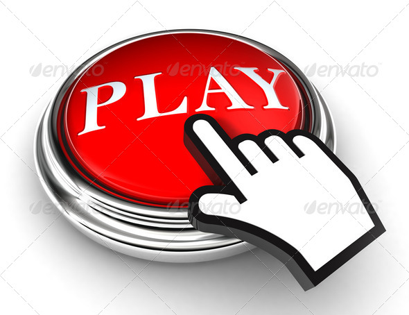 play red button and pointer hand - Stock Photo - Images