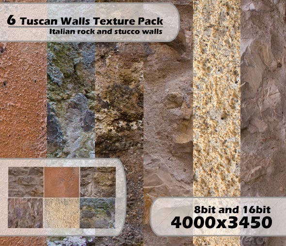 GraphicRiver Rustic Tuscan Wall 6 Pack 3258265 GraphicRiver Rustic Tuscan Wall 6 Pack 3258265